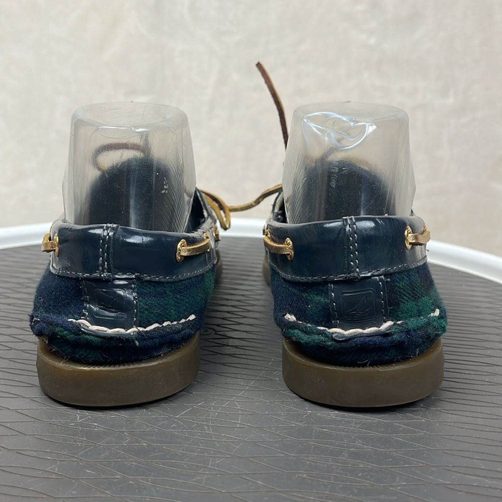Sperry Blue and Green Plaid Topsider Boat Shoes Womens 7.5 - Picture 6 of 15